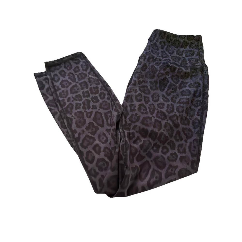 Move Theology Leggings Yoga Pants Leopard Black Gray Gym Workout Medium Workout
